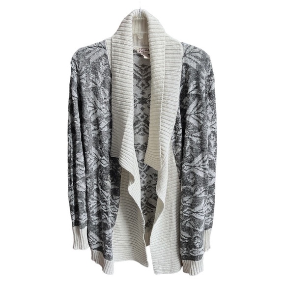 Mudd Southwestern Pattern Open Cardigan White Gray Size Medium - Picture 1 of 6